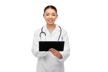 Image showing asian female doctor with tablet pc and stethoscope