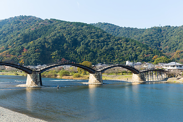 Image showing Traditional Japanese Kintai Bridge 