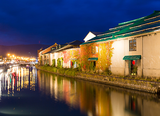 Image showing Otaru Canal in Hokkaido at night