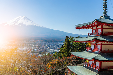 Image showing Mountain Fuji and Chureito Pagoda