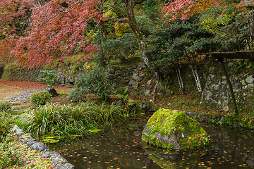 Image showing Japanese temple in autumn season