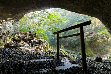 Image showing Torii in the cave in Japan