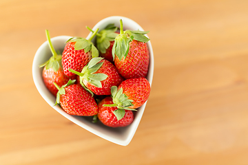 Image showing Strawberry in a heart shape bowl