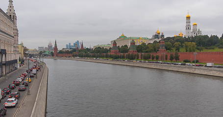 Image showing Sunny summer day moscow river bay kremlin