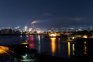 Image showing Fuji mountain in Fuji shi of Japan at night