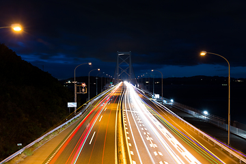 Image showing Highway with traffic at night