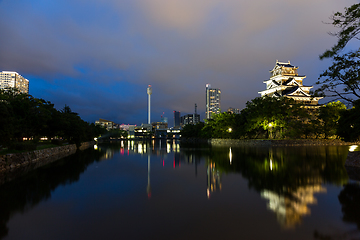 Image showing Beautiful Hiroshima castle at night