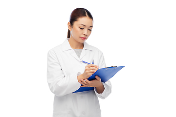 Image showing asian female doctor with clipboard