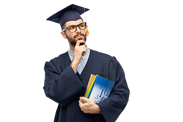 Image showing thoughtful graduate student or bachelor with books