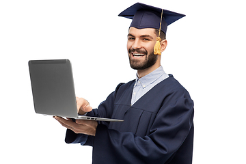 Image showing male graduate student or bachelor with laptop