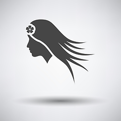 Image showing Woman head with flower in hair icon