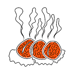 Image showing Icon Of Smoking Cutlet On Plate