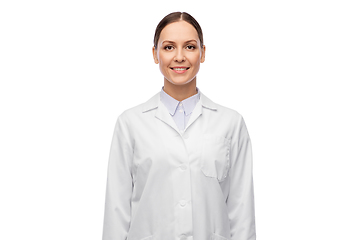 Image showing happy smiling female doctor in white coat