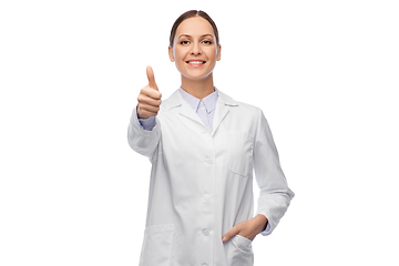 Image showing smiling female doctor showing thumbs up