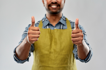 Image showing indian male gardener or farmer showing thumbs up