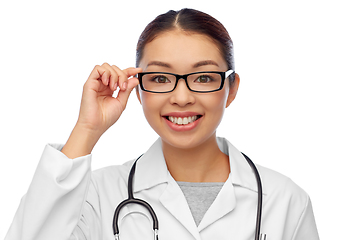 Image showing portrait of happy asian female doctor in glasses