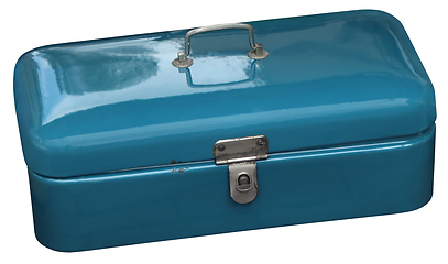 Image showing Old Vintage blue rectangular metal box