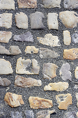 Image showing Paving stones road with gravel