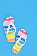 Image showing Rainbow Flip Flops for Holiday Vacation 