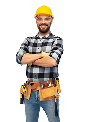 Image showing happy male worker or builder with crossed arms