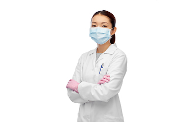 Image showing asian female doctor or scientist in medical mask