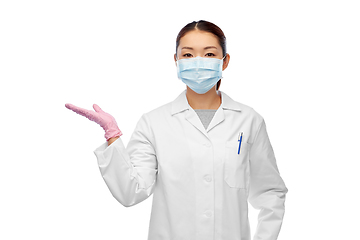 Image showing asian female doctor or scientist in medical mask