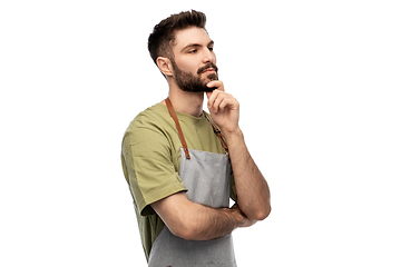 Image showing thinking barman in apron