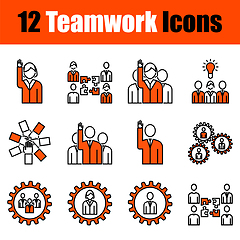 Image showing Set of 12 Teamwork Icons