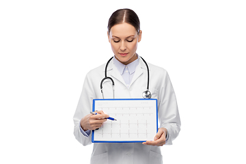 Image showing happy smiling female doctor with cardiogram