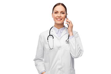 Image showing female doctor calling on smartphone