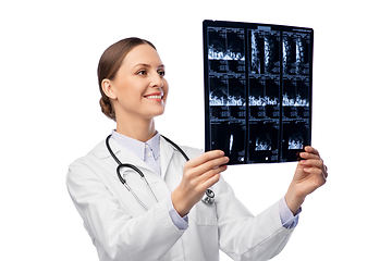 Image showing happy smiling female doctor with x-ray