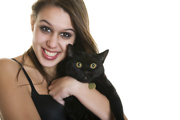 Image showing Goth Girl & Black Cat