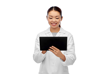 Image showing asian female doctor with tablet pc and stethoscope