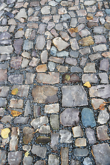 Image showing Old pavement of stones of different colors and sizes