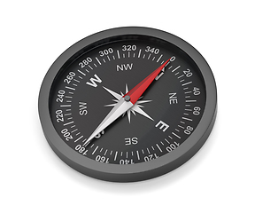 Image showing Modern black compass