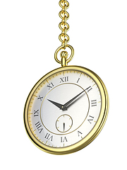 Image showing Shiny gold pocket watch with chain