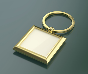 Image showing Square gold keychain