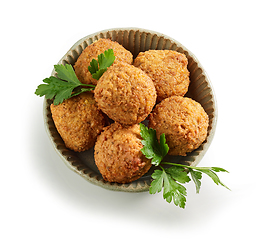 Image showing bowl of fried falafel balls