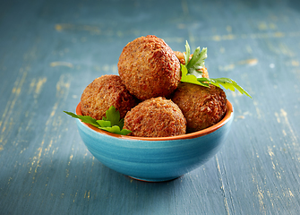 Image showing bowl of fried falafel balls