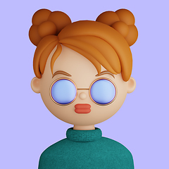 Image showing 3D cartoon avatar of smiling young woman