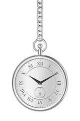 Image showing Shiny silver pocket watch with chain