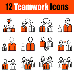 Image showing Set of 12 Teamwork Icons