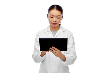 Image showing asian female doctor with tablet pc and stethoscope