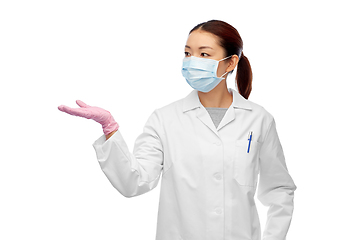 Image showing asian female doctor or scientist in medical mask