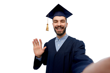 Image showing smiling male graduate student taking selfie