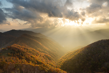 Image showing Mount Hangetsuyama sunset in Japan