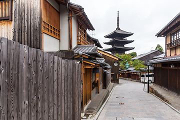 Image showing Yasaka pagoda on a traditional street in old village