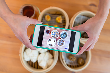 Image showing Photo taking on chinese dim sum