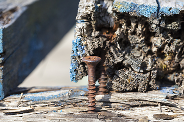 Image showing part of the old wooden benches