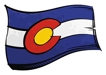 Image showing Painted Colorado flag waving in wind